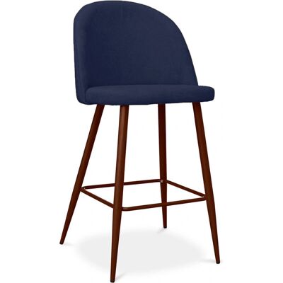 PRIVATEFLOOR Scandinavian Stool - Evelyne Dark Blue - 63cm - Upholstered Fabric PRIVATEFLOOR Scandinavian Stool - Evelyne Dark Blue - 63cm - Upholstered Fabric