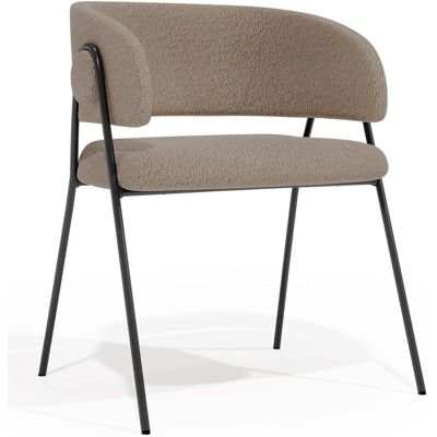 PRIVATEFLOOR Silla de comedor - Tapizada en Tela Bouclé - Charke Topo PRIVATEFLOOR Silla de comedor - Tapizada en Tela Bouclé - Charke Topo