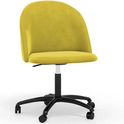 PRIVATEFLOOR Office Chair Evelyne Yellow - Velvet, Metal - 50cm PRIVATEFLOOR Office Chair Evelyne Yellow - Velvet, Metal - 50cm