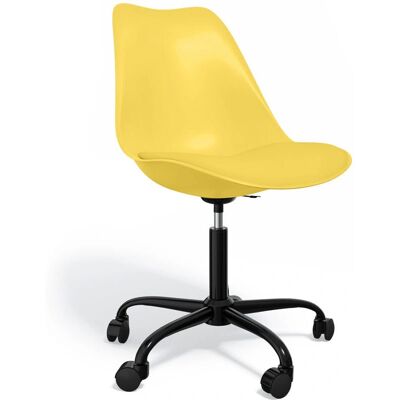 Silla de Oficina Privatefloor con Ruedas - Giratoria - Tulip Negra y Amarilla - Cuero Vegano Silla de Oficina Privatefloor con Ruedas - Giratoria - Tulip Negra y Amarilla - Cuero Vegano