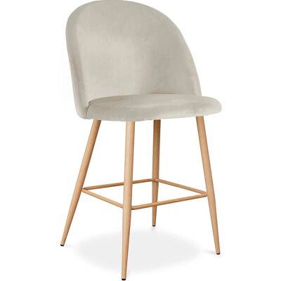 PRIVATEFLOOR Evelyne Light Gray Velvet Scandinavian Bar Stool - 63cm PRIVATEFLOOR Evelyne Light Gray Velvet Scandinavian Bar Stool - 63cm