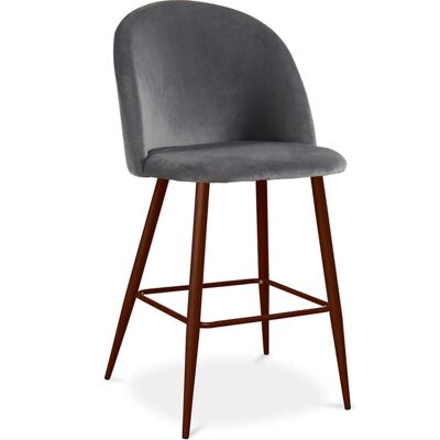 Taburete de Terciopelo Privatefloor - Diseño Escandinavo - Gris Oscuro - 66cm - Altura de Barra Taburete de Terciopelo Privatefloor - Diseño Escandinavo - Gris Oscuro - 66cm - Altura de Barra