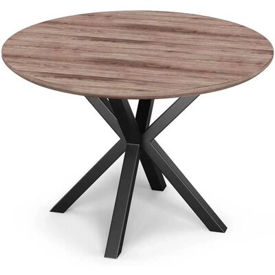 PRIVATEFLOOR Mesa de Comedor Redonda Bayron Madera Natural - Estilo Industrial PRIVATEFLOOR Mesa de Comedor Redonda Bayron Madera Natural - Estilo Industrial