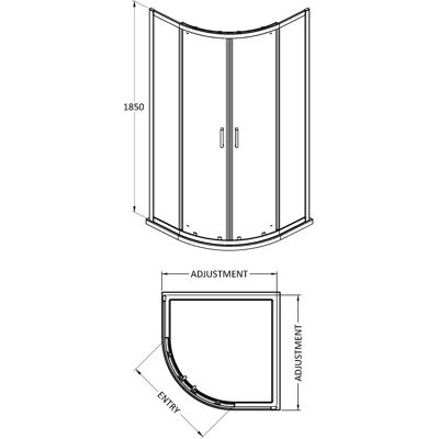 Balterley Quadrant 6mm Toughened Safety Glass Shower Enclosure - 900mm x 900mm - Brushed B Balterley Quadrant 6mm Toughened Safety Glass Shower Enclosure - 900mm x 900mm - Brushed B
