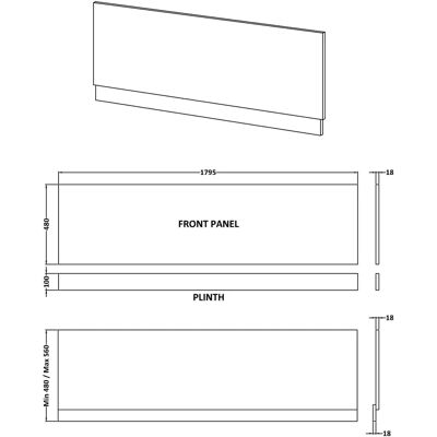 Balterley - 1800mm Bath Front Panel - Satin Blue Balterley - 1800mm Bath Front Panel - Satin Blue