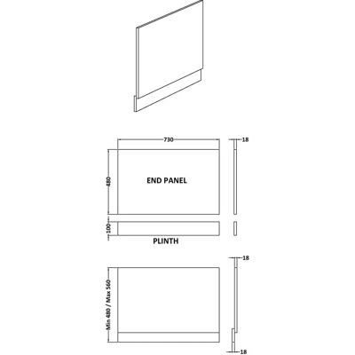 Balterley - 750mm Edge/Power Straight End Bath Panel Balterley - 750mm Edge/Power Straight End Bath Panel
