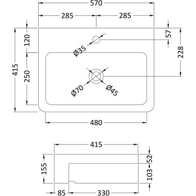 Balterley Model Semi Recessed Compact Basin - Basin Balterley Model Semi Recessed Compact Basin - Basin
