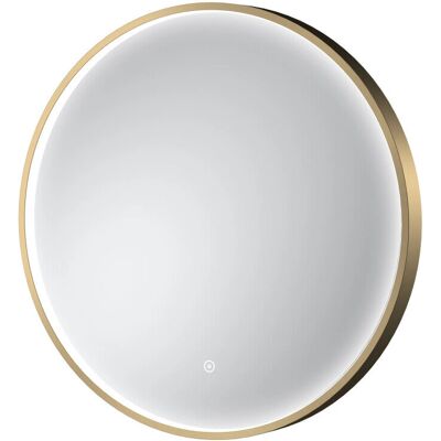 Balterley - Contemporary Round Inset Framed LED Touch Sensor Mirror - 600mm - Brushed Brass - Mirror Balterley - Contemporary Round Inset Framed LED Touch Sensor Mirror - 600mm - Brushed Brass - Mirror