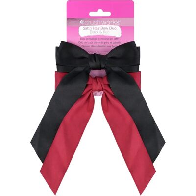 Brushworks Satin Hair Bow Duo – Rot und Schwarz Brushworks Satin Hair Bow Duo – Rot und Schwarz