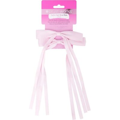 BRUSHWORKS Satin Hair Bow Duo Pink - Hiusten tarvikkeet BRUSHWORKS Satin Hair Bow Duo Pink - Hiusten tarvikkeet