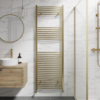 DuraTherm - Curved Heated Towel Radiator - Brushed Brass DuraTherm - Curved Heated Towel Radiator - Brushed Brass