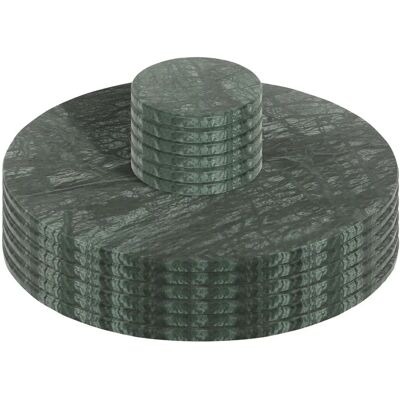 Argon Tableware 12pc Round Marble Placemats & Coasters - 30cm - Green - Tableware Argon Tableware 12pc Round Marble Placemats & Coasters - 30cm - Green - Tableware