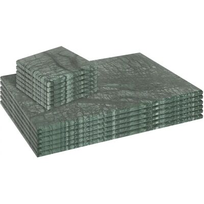 Argon Tableware 12pc Rectangle Marble Placemats & Coasters Set - 30cm x 20cm - Green - Tableware Set Argon Tableware 12pc Rectangle Marble Placemats & Coasters Set - 30cm x 20cm - Green - Tableware Set
