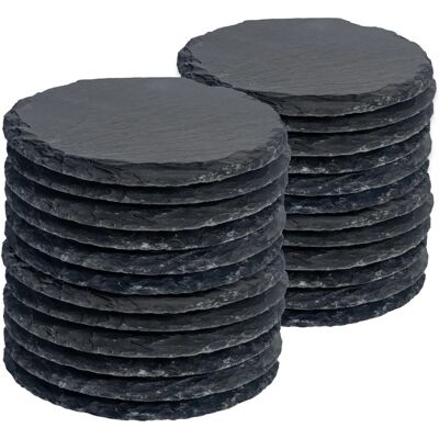 Argon - Slate Coaster Set 10cm - Natural - Round - Tableware Argon - Slate Coaster Set 10cm - Natural - Round - Tableware