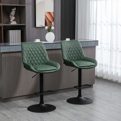 HOMCOM Green Adjustable 2-Piece Bar Stool Set with Swivel - Kitchen Furniture HOMCOM Green Adjustable 2-Piece Bar Stool Set with Swivel - Kitchen Furniture