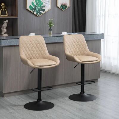 HOMCOM Light Khaki Retro Bar Stool Set of 2 - Bar Stool HOMCOM Light Khaki Retro Bar Stool Set of 2 - Bar Stool