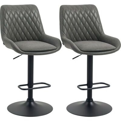 HOMCOM Dark Grey Adjustable Bar Stool Set of 2 - Bar Stools HOMCOM Dark Grey Adjustable Bar Stool Set of 2 - Bar Stools