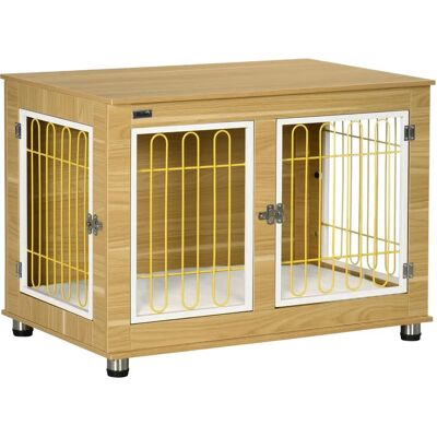 PawHut Dog Crate Furniture - Soft Cushion - Oak Tone - Dog Cage End Table PawHut Dog Crate Furniture - Soft Cushion - Oak Tone - Dog Cage End Table