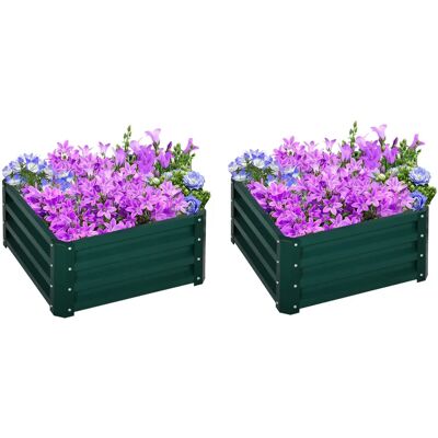 Outsunny Garden Bed Set of 2 Galvanised Easy Setup - Garden Bed Outsunny Garden Bed Set of 2 Galvanised Easy Setup - Garden Bed