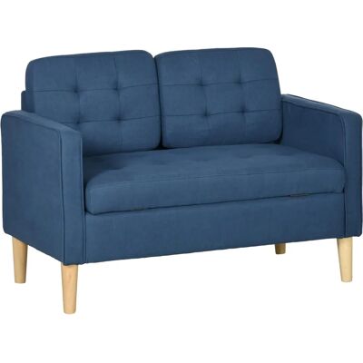 HOMCOM Compact Loveseat Sofa - 2 Seater with Storage & Wood Legs HOMCOM Compact Loveseat Sofa - 2 Seater with Storage & Wood Legs