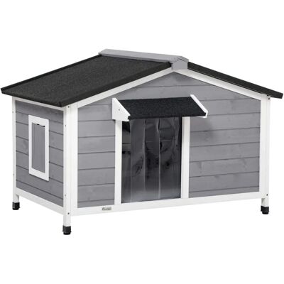PawHut Grey Wooden Dog Kennel - Large, Elevated, Outdoor - Dog Kennel PawHut Grey Wooden Dog Kennel - Large, Elevated, Outdoor - Dog Kennel