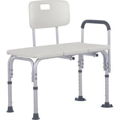 HOMCOM White Adjustable Shower Chair with Armrest & Backrest - Shower Chair HOMCOM White Adjustable Shower Chair with Armrest & Backrest - Shower Chair