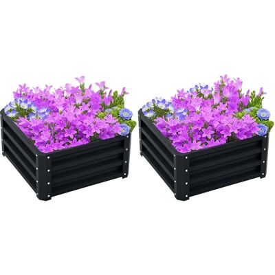 Outsunny Garden Bed Set of 2 - Galvanised Steel Raised Planters Outsunny Garden Bed Set of 2 - Galvanised Steel Raised Planters