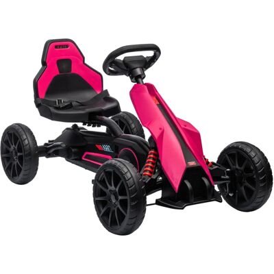 HOMCOM Pink Pedal Go Kart for Kids - Adjustable Seat & Handbrake HOMCOM Pink Pedal Go Kart for Kids - Adjustable Seat & Handbrake