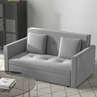 HOMCOM Light Grey 2 Seater Sofa Bed - Sofa Bed with Cushions & Storage HOMCOM Light Grey 2 Seater Sofa Bed - Sofa Bed with Cushions & Storage