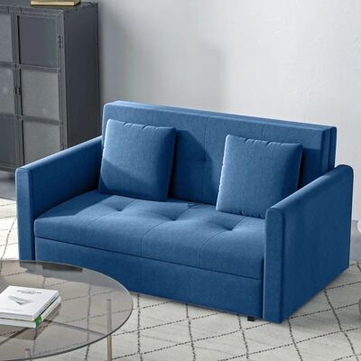 HOMCOM 2 Seater Sofa Bed - Dark Blue HOMCOM 2 Seater Sofa Bed - Dark Blue