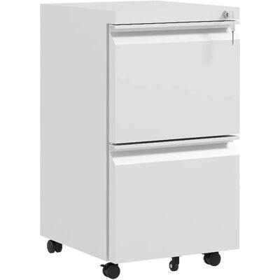 Vinsetto White Steel Lockable 2-Drawer File Cabinet - File Cabinet Vinsetto White Steel Lockable 2-Drawer File Cabinet - File Cabinet