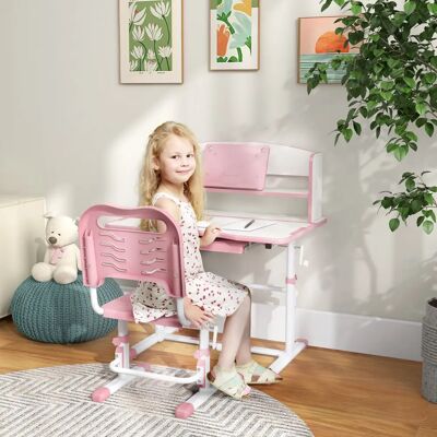 ZONEKIZ - Height Adjustable Desk - Pink - Kids - Desk set ZONEKIZ - Height Adjustable Desk - Pink - Kids - Desk set