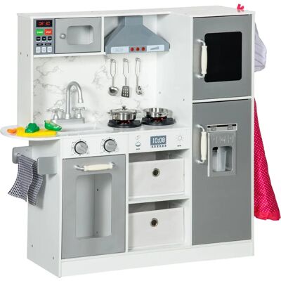 AIYAPLAY White Toy Kitchen with Lights, Sounds, Apron & Chef Hat - Playset for 3-6 Years AIYAPLAY White Toy Kitchen with Lights, Sounds, Apron & Chef Hat - Playset for 3-6 Years