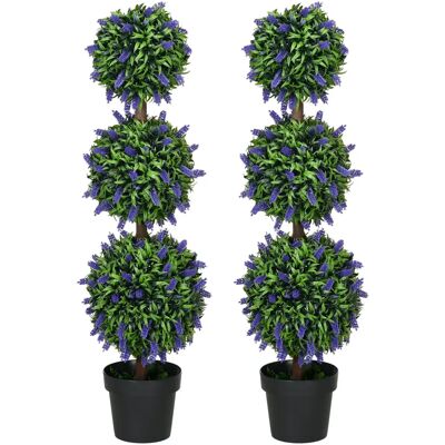 HOMCOM - Lavender Ball Tree - 110cm - 2pc - Artificial Plants HOMCOM - Lavender Ball Tree - 110cm - 2pc - Artificial Plants
