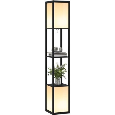 HOMCOM Black Shelf Floor Lamp with Dual Light - Floor Lamp with Shelf HOMCOM Black Shelf Floor Lamp with Dual Light - Floor Lamp with Shelf