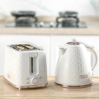 HOMCOM Kettle and Toaster Set - 1.7L Fast Boil White Kitchen Appliance HOMCOM Kettle and Toaster Set - 1.7L Fast Boil White Kitchen Appliance