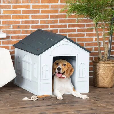 PawHut - Weather-Resistant Dog House - Grey - Medium - Dog House PawHut - Weather-Resistant Dog House - Grey - Medium - Dog House