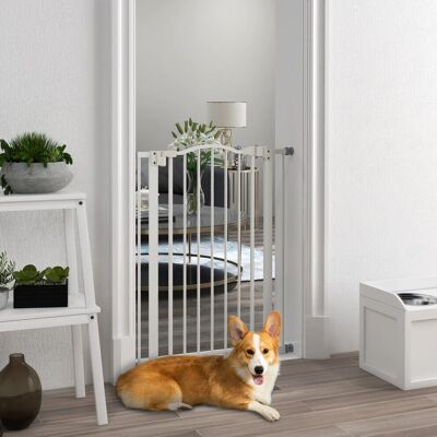 PawHut 74-80cm Adjustable Metal Gate White - Pet Gate PawHut 74-80cm Adjustable Metal Gate White - Pet Gate