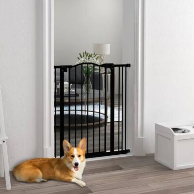 PawHut - 74-87cm Gate - Black - Auto-Close - Pet Gate PawHut - 74-87cm Gate - Black - Auto-Close - Pet Gate
