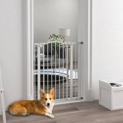 PawHut - 74-87cm Adjustable Metal Pet Gate - White - Pet Gate PawHut - 74-87cm Adjustable Metal Pet Gate - White - Pet Gate