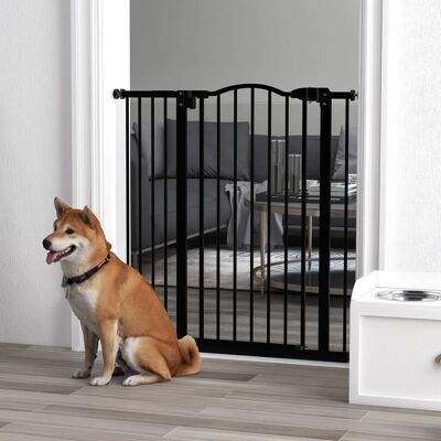 PawHut - 74-94cm Metal Pet Gate - Black - Auto-Close - Pet Gate PawHut - 74-94cm Metal Pet Gate - Black - Auto-Close - Pet Gate