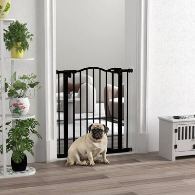 PawHut - 74-80cm Adjustable Metal Gate - Black - Auto-Close - Pet Gate PawHut - 74-80cm Adjustable Metal Gate - Black - Auto-Close - Pet Gate