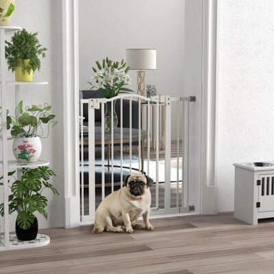 PawHut - PawHut 74-87cm Metal Pet Gate - White - Pet Gate PawHut - PawHut 74-87cm Metal Pet Gate - White - Pet Gate