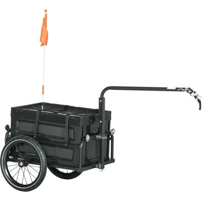 HOMCOM - Trailer - Black - Pneumatic tyres - Bicycle trailer HOMCOM - Trailer - Black - Pneumatic tyres - Bicycle trailer