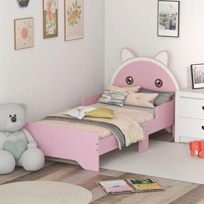 ZONEKIZ Toddler Bed Cat Design Guardrails - Pink - Bed ZONEKIZ Toddler Bed Cat Design Guardrails - Pink - Bed