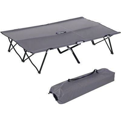 Outsunny Double Camping Folding Cot Grey - Camping Bed Outsunny Double Camping Folding Cot Grey - Camping Bed