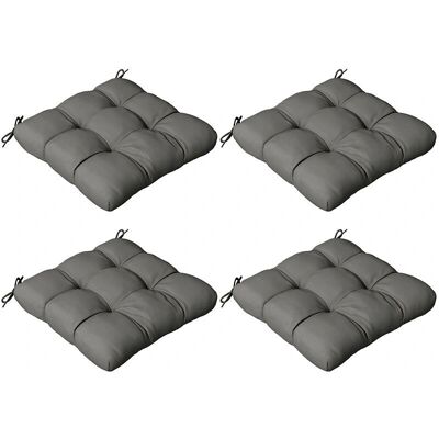 Outsunny Set of 4 Outdoor Seat Cushions - Garden Furniture, Grey Outsunny Set of 4 Outdoor Seat Cushions - Garden Furniture, Grey