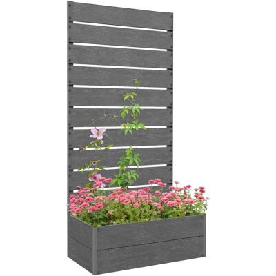 Outsunny Grey Raised Garden Bed with Trellis and Drainage Hole - Garden Bed Outsunny Grey Raised Garden Bed with Trellis and Drainage Hole - Garden Bed