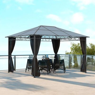 Outsunny 3 x 4m Hardtop Gazebo - Garden Party with Curtains Outsunny 3 x 4m Hardtop Gazebo - Garden Party with Curtains