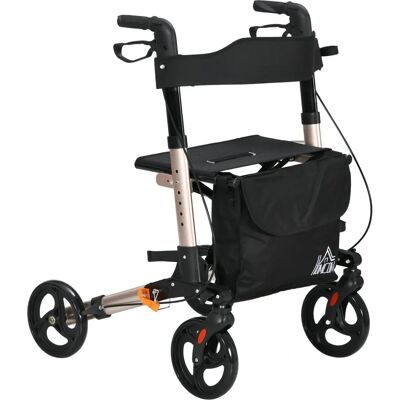 Homcom 4 Wheel Rollator Walker - Adjustable Mobility Walker with Bag Homcom 4 Wheel Rollator Walker - Adjustable Mobility Walker with Bag